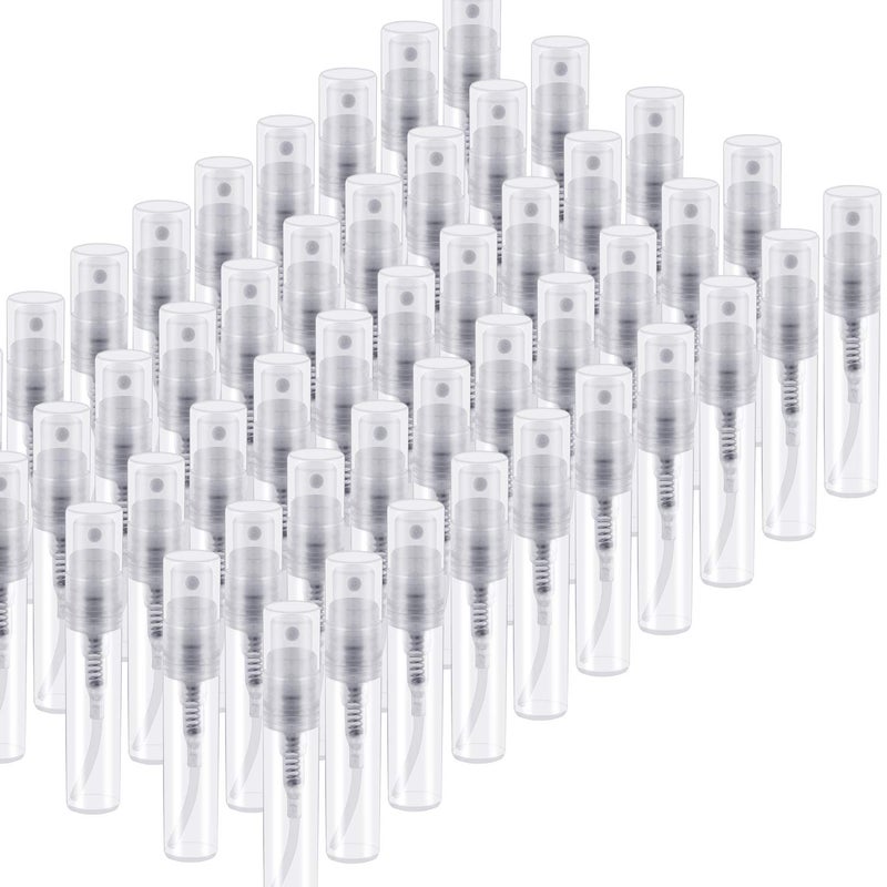 Thyores 50pcs mini perfume atomizer, clear plastic spray bottle portable fragrance spray bottle - 3ml - Image 1